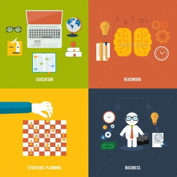 Icons for Education Headwork Strategy and Business - Concepts Business