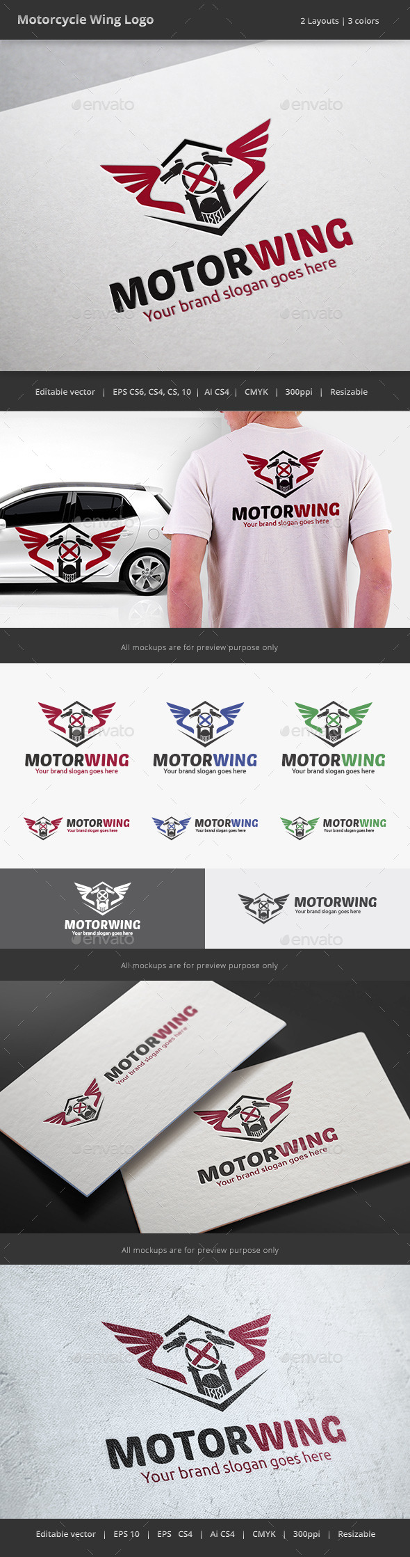 Motorcycle Wing Logo - Objects Logo Templates