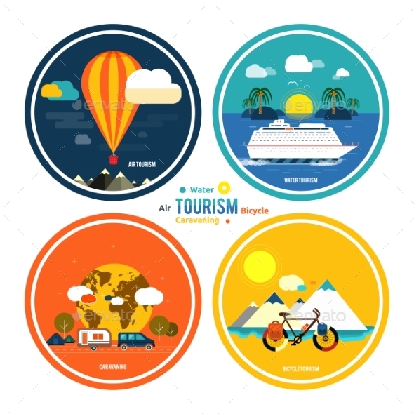 Set of Traveling and Planning a Summer Vacation - Travel Conceptual