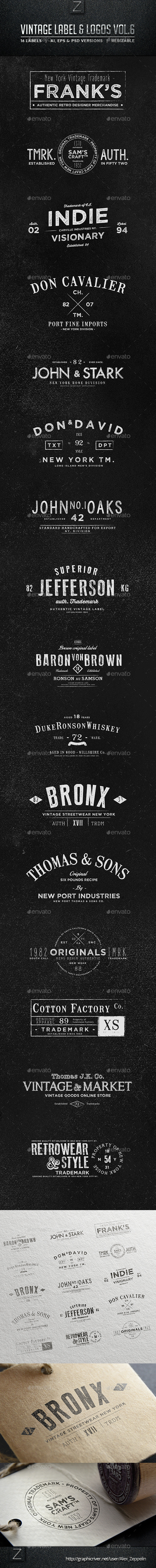 Vintage Labels & Logos Vol.6 - Badges & Stickers Web Elements