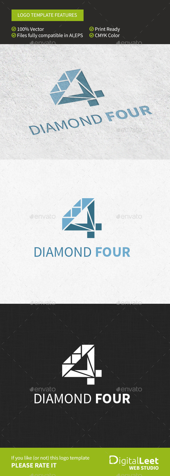 Diamond Four - Logo Template - Numbers Logo Templates
