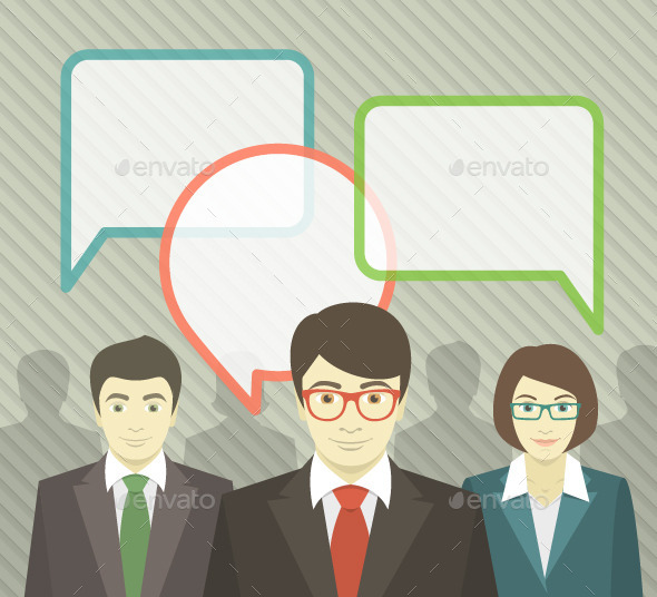 Business Team with Speech Bubbles - Business Conceptual