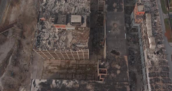 Aerial view of the dilapidated Packard Automotive Plant in Detroit, Michigan.This video was filmed i alt