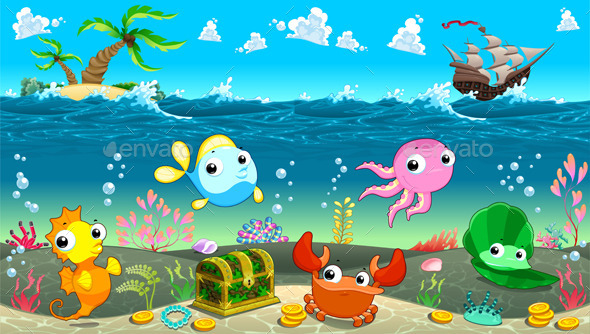 Scene under the Sea. - Animals Characters