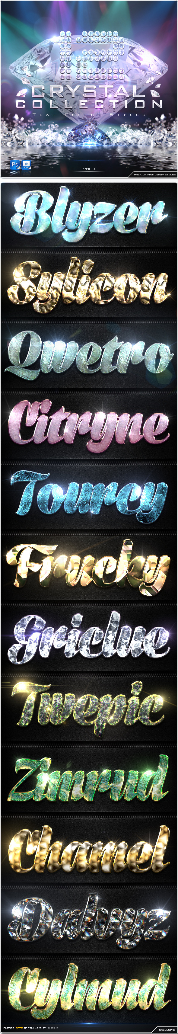 12 Crystal Collection Text Effect Styles Vol.4 - Text Effects Styles