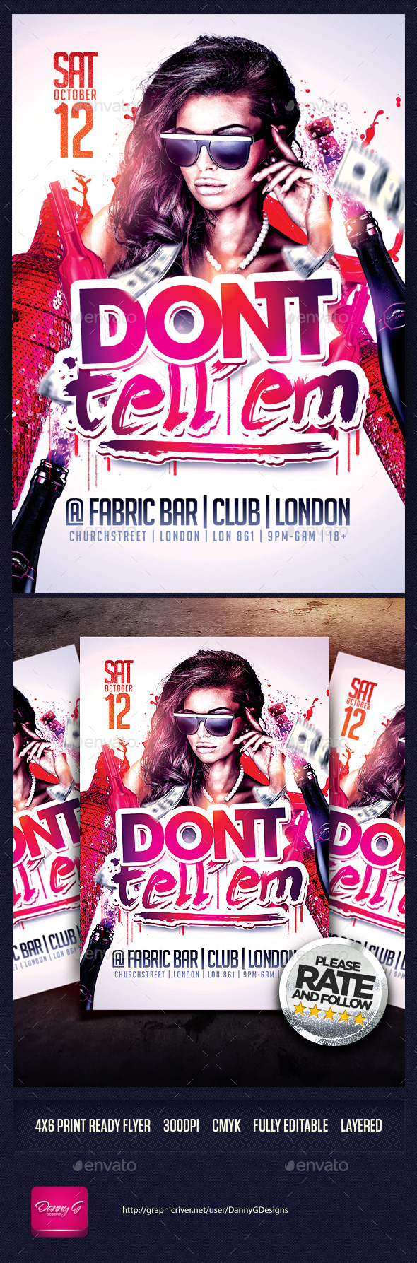 Don't Tell Em Flyer Template PSD - Clubs & Parties Events