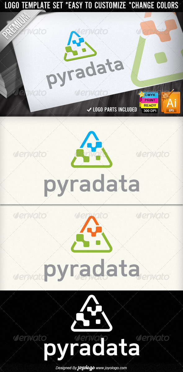 Pyramid Data Abstract Digital Computers Logos - Objects Logo Templates