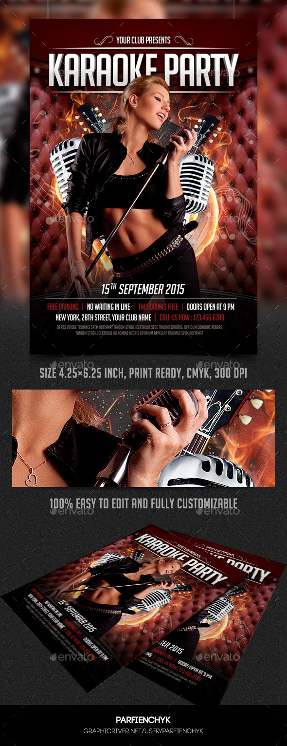 Karaoke Party Flyer Template - Clubs & Parties Events