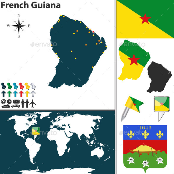 Map of French Guiana - Travel Conceptual