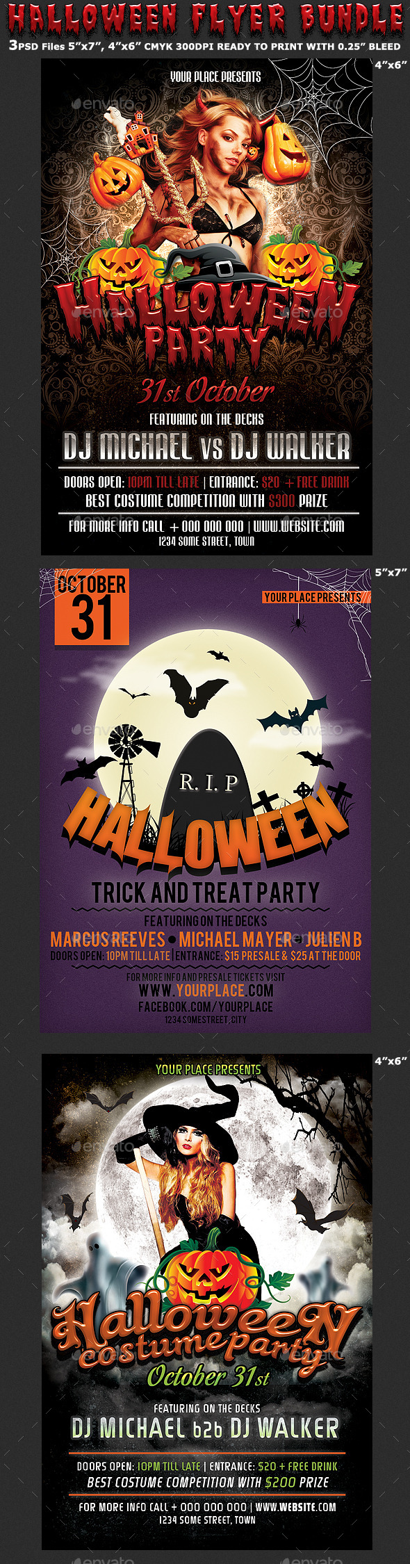 Halloween Party Flyer Bundle 3in1 - Clubs & Parties Events