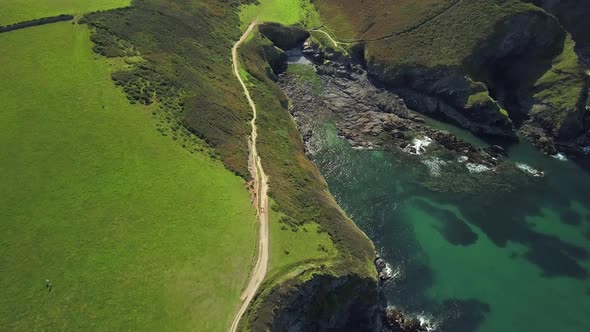 Coastal Walk Near The Port Isaac Surrounded By The Lush Green Grass And Turquoise Blue Water In Summ alt