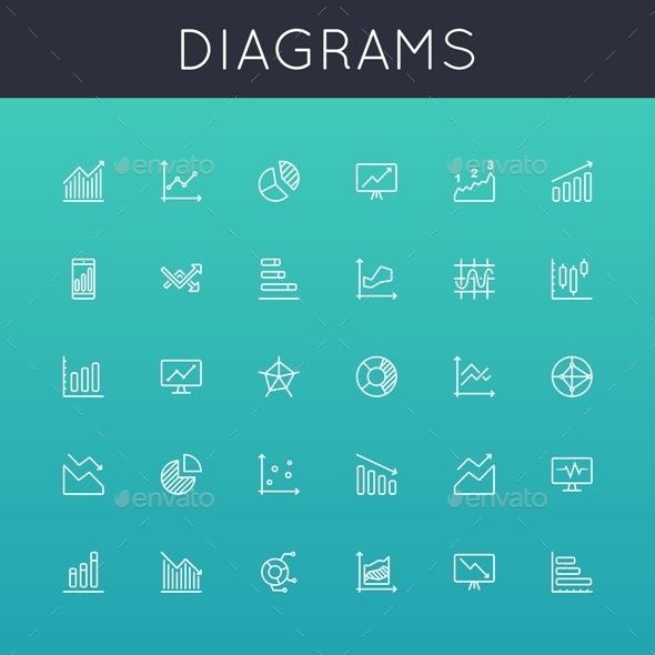Vector Diagrams Line Icons - Business Icons