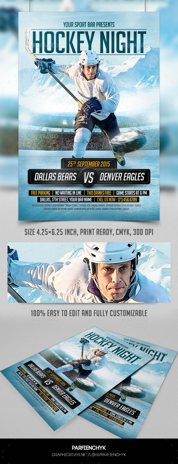 Hockey Night Flyer Template - Sports Events