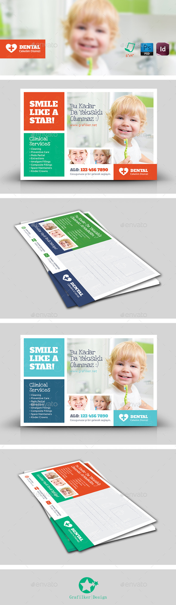 Kids Dental Postcard Templates - Corporate Flyers