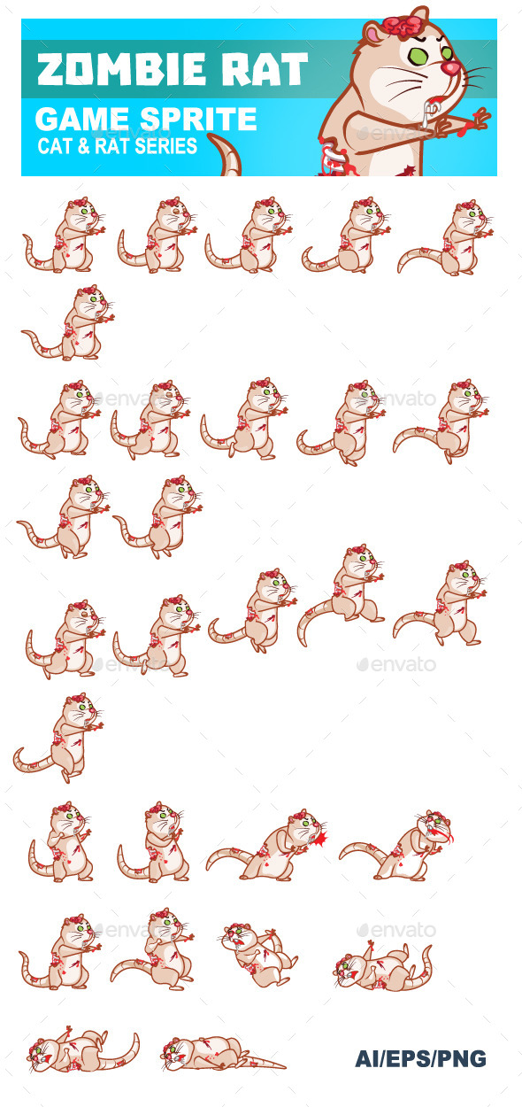 Zombie Rat Game Sprite - Sprites Game Assets
