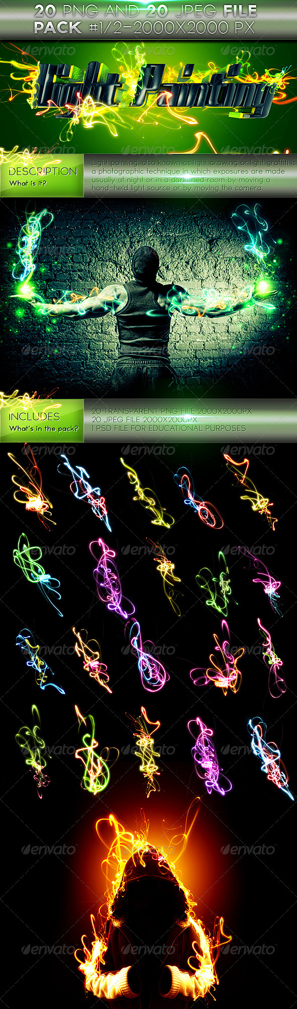 Light Painting Effects Pack 1 of 2 - Decorative Graphics