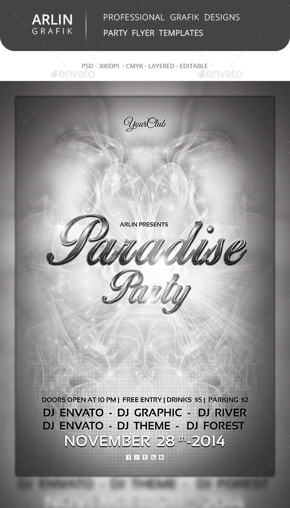 Paradise Flyer Template - Clubs & Parties Events