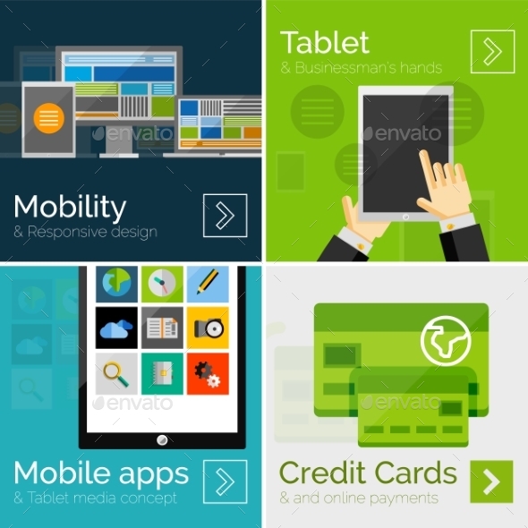 Flat Mobile Banners - Web Technology