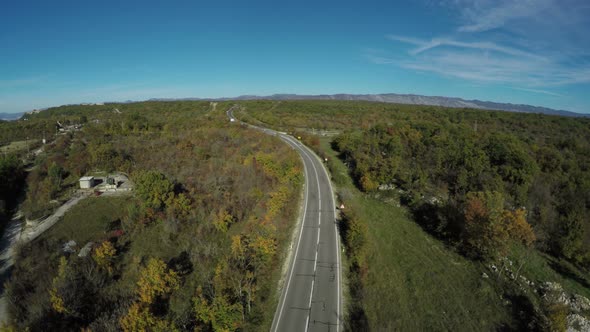 Aerial view of a countryside road alt