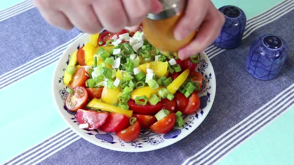 Healthy eating, vegetable salad with olive oil	