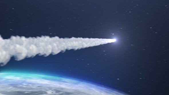 Asteroid Comet Meteor flying close to Earth Atmosphere alt