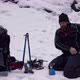 Hiker Cooking Breakfast At A Winter Campsite - VideoHive Item for Sale