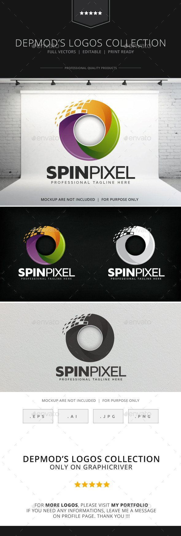 Spin Pixel Logo - Abstract Logo Templates