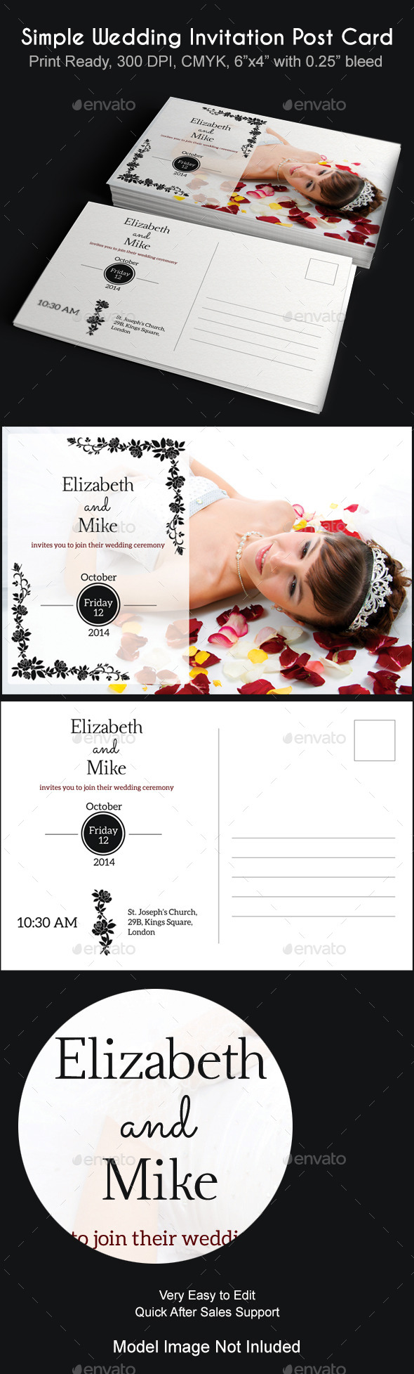 Simple Wedding Invitation Post Card - Weddings Cards & Invites