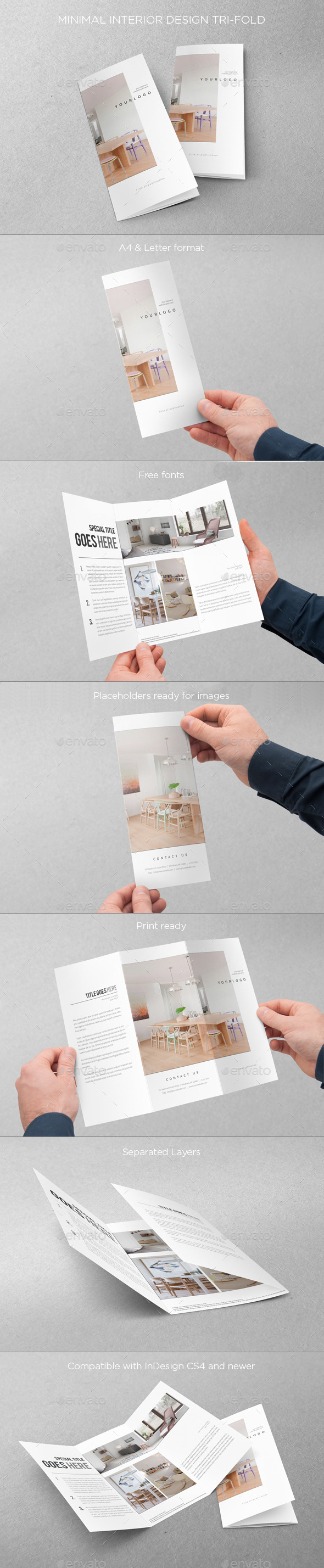 Minimal Interior Design Trifold - Brochures Print Templates