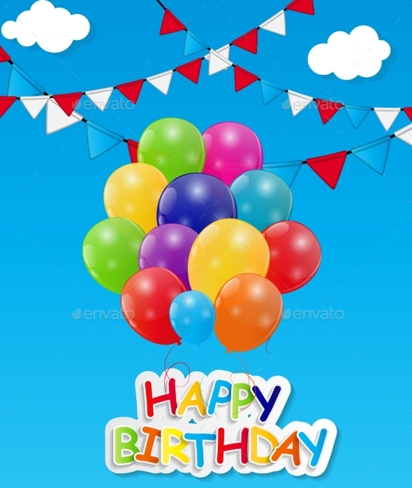 Glossy Balloons Background Vector Illustration - Birthdays Seasons/Holidays