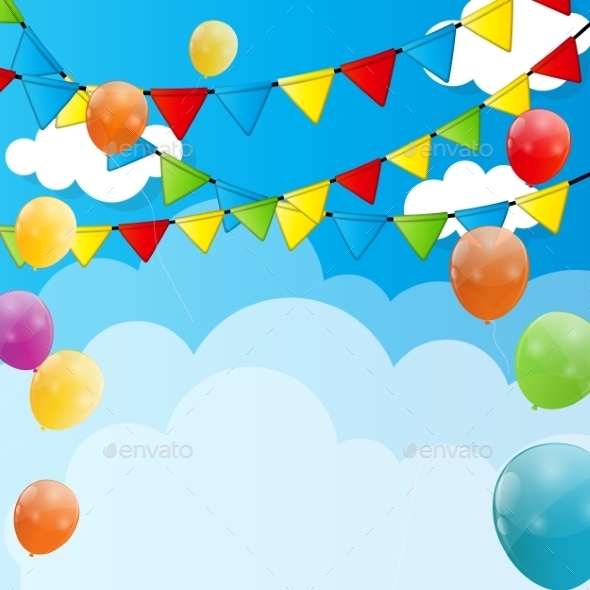 Color Glossy Balloons Background Vector Illustration - Birthdays Seasons/Holidays