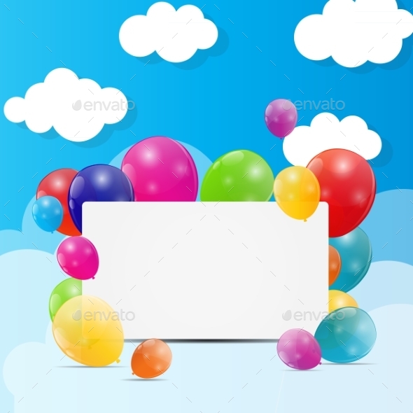 Color Glossy Balloons Background Vector Illustration - Birthdays Seasons/Holidays