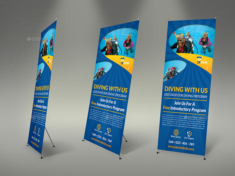 Diving Signage Roll-Up Banner Template Vol.2 by OWPictures | GraphicRiver