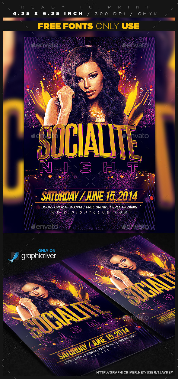 Socialite Night Flyer Template - Clubs & Parties Events