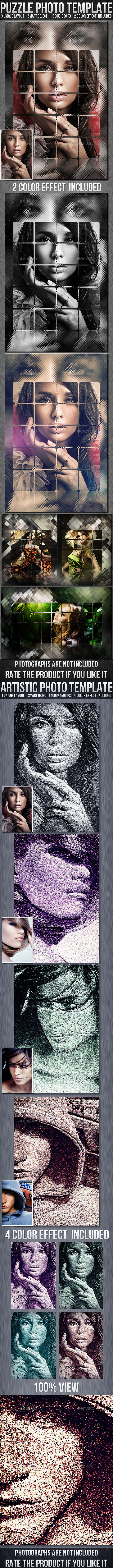 Artistic & Puzzle Photo Template Bundle - Artistic Photo Templates