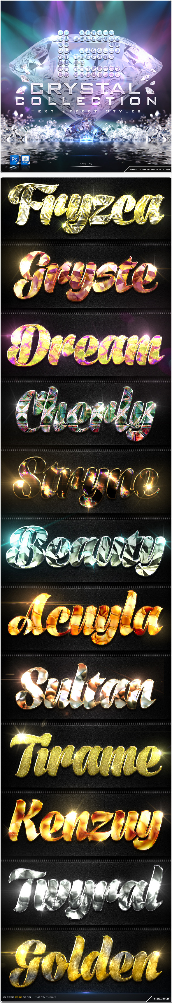 12 Crystal Collection Text Effect Styles Vol.5 - Text Effects Styles