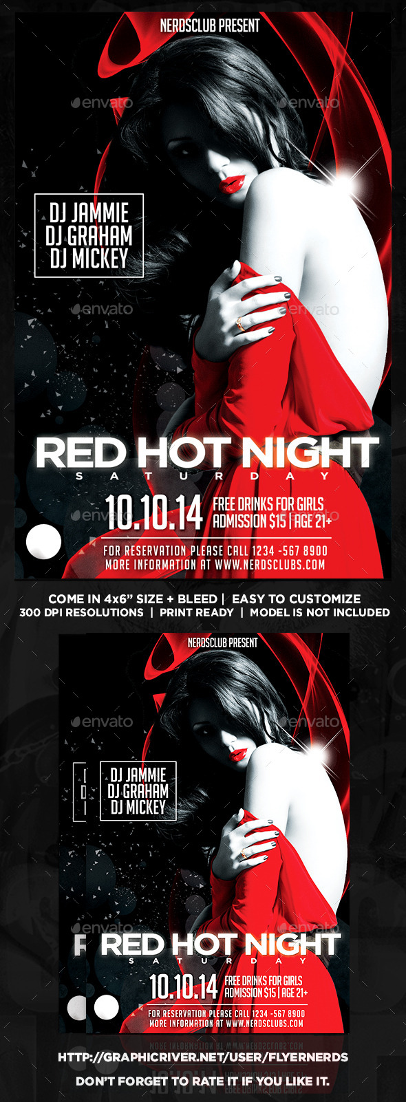 Red Hot Night Party Flyer - Clubs & Parties Events