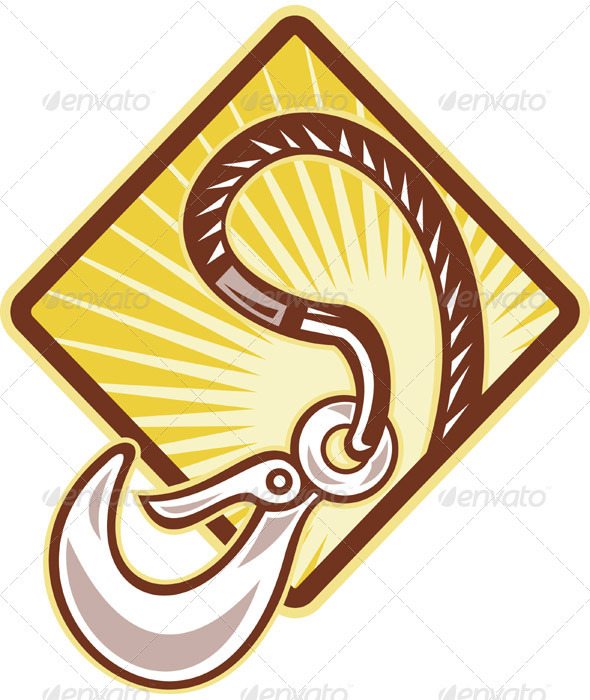 Tow Towing Hook Road Sign Retro Style