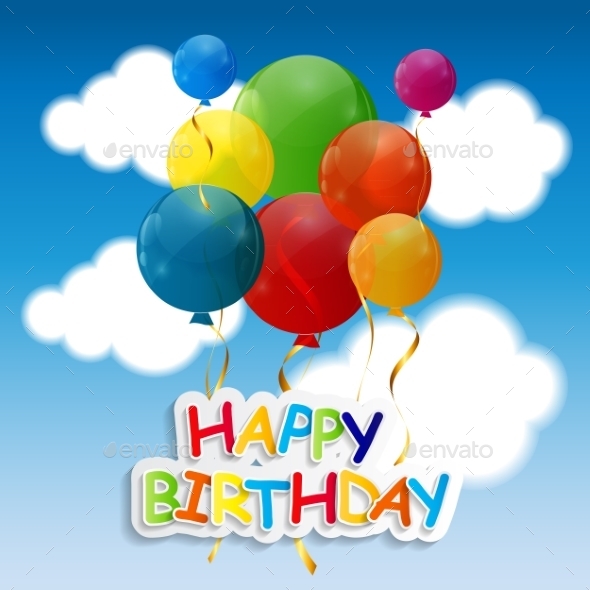 Color Glossy Balloons Background Vector Illustration - Birthdays Seasons/Holidays