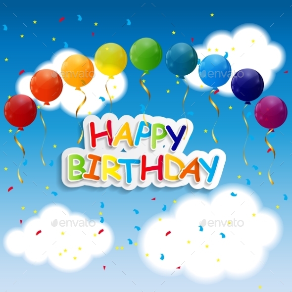 Color Glossy Balloons Background Vector Illustration - Birthdays Seasons/Holidays