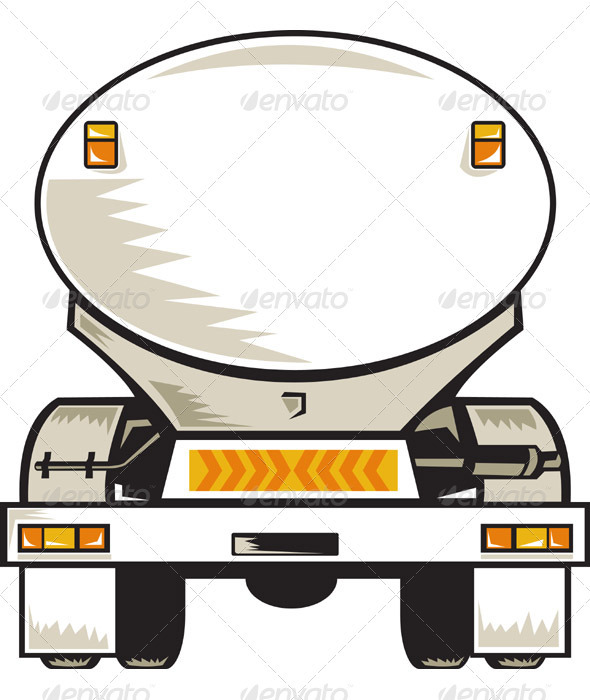 Fuel Tanker Rear View Retro Style