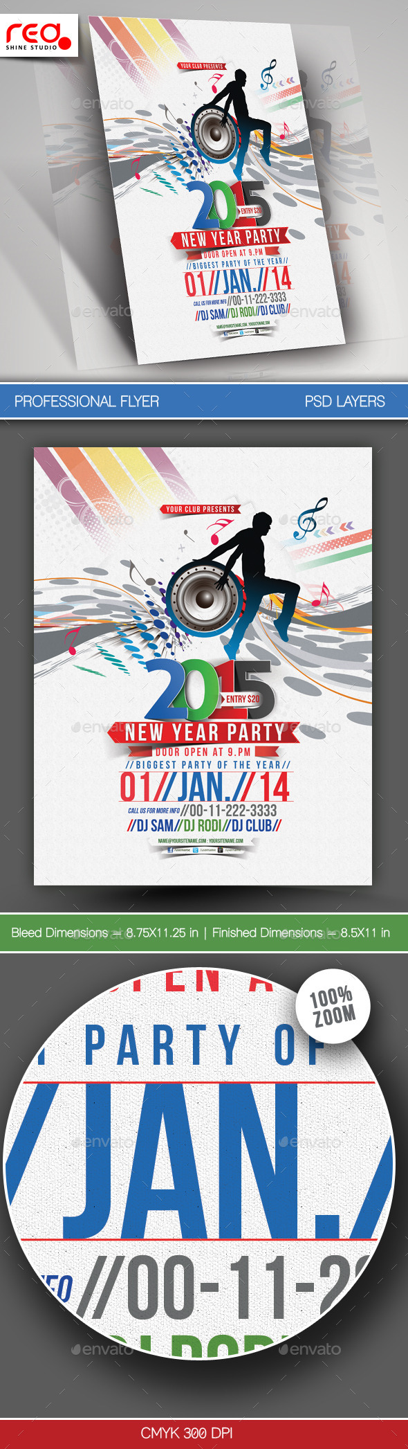 New Year Party Flyer & Poster Template - Clubs & Parties Events
