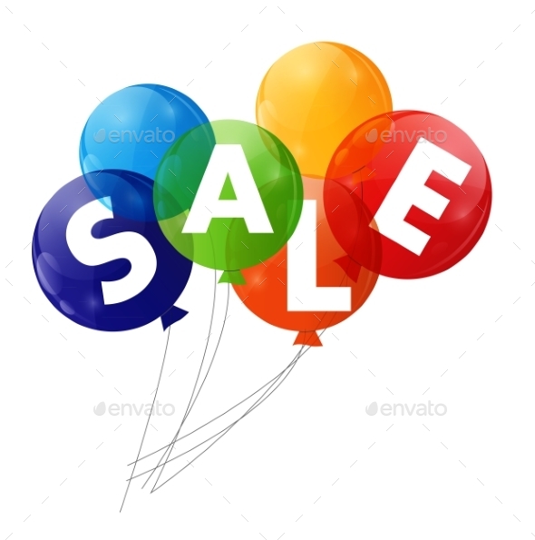 Color Glossy Balloons Sale Concept of Discount - Birthdays Seasons/Holidays