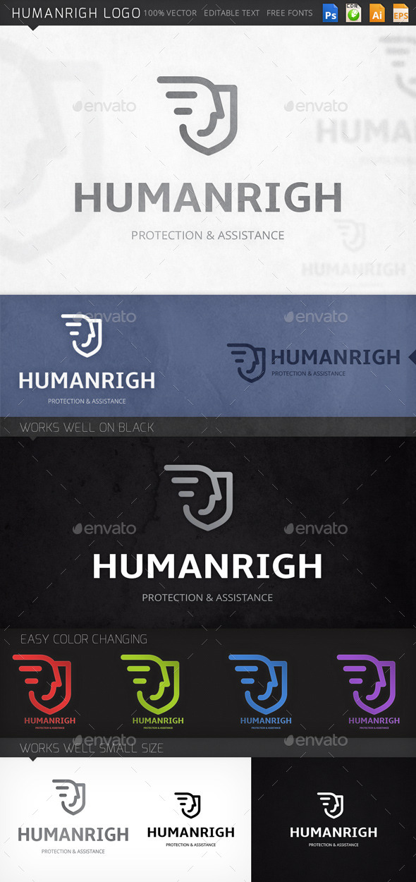 Humanrigh Man Shield Logo Template - Humans Logo Templates