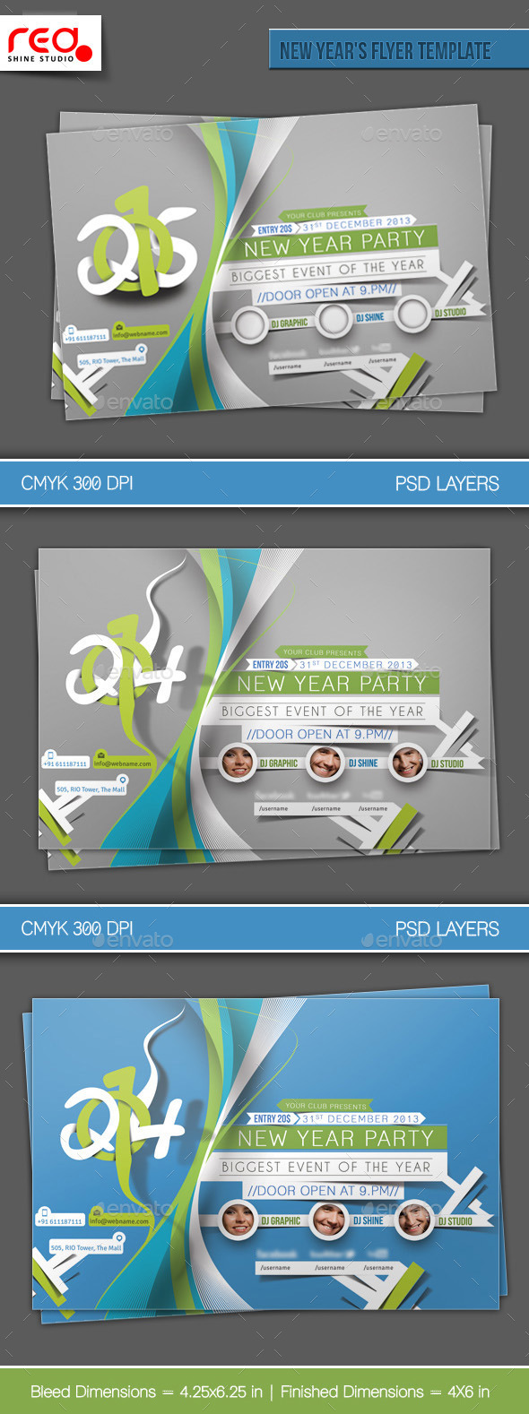 New Year's Party Flyer & Poster Template - 3 - Clubs & Parties Events