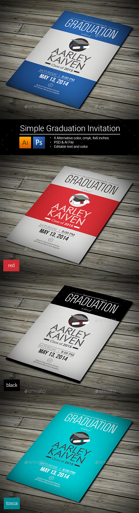 Simple Graduation Invitation by arifpoernomo | GraphicRiver