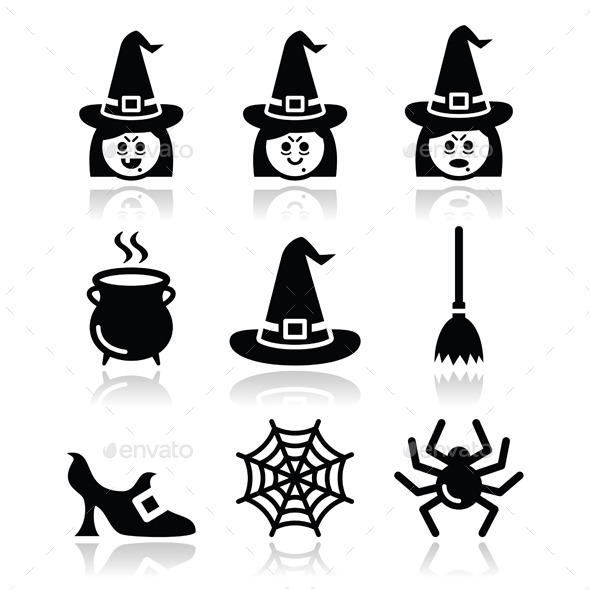 Witch Halloween Icons Set - Halloween Seasons/Holidays