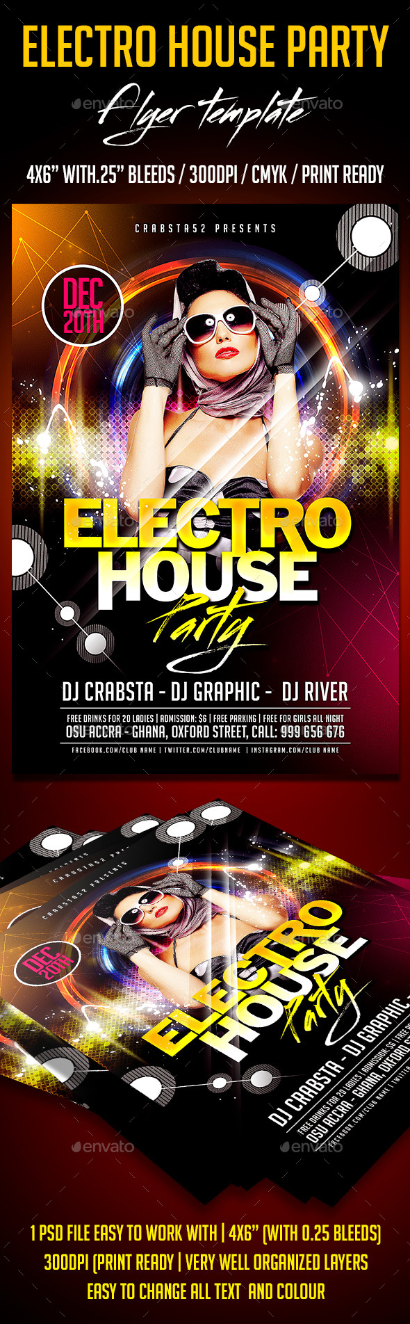Electro House Party Flyer Template - Clubs & Parties Events