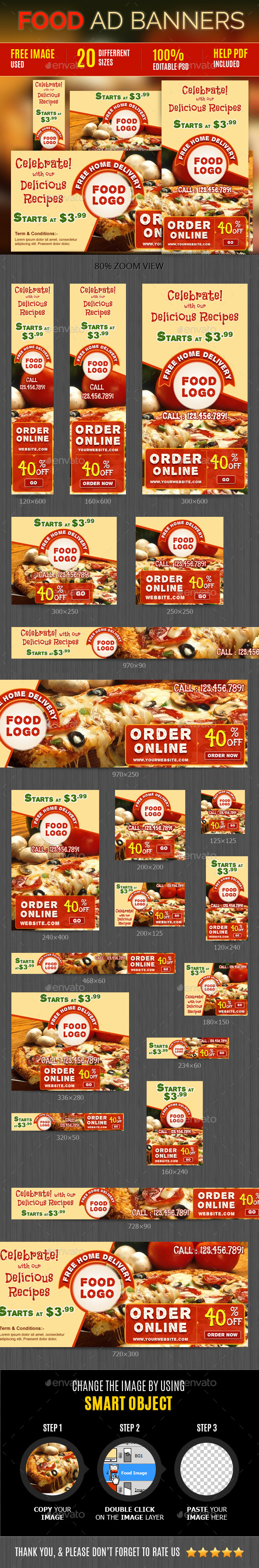 Restaurant & Food Ad Marketing Banners - Banners & Ads Web Elements