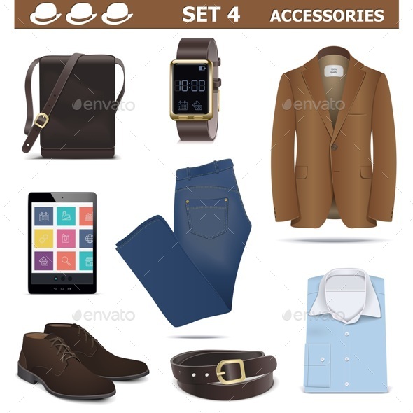 Vector Male Accessories Set 4 - Commercial / Shopping Conceptual